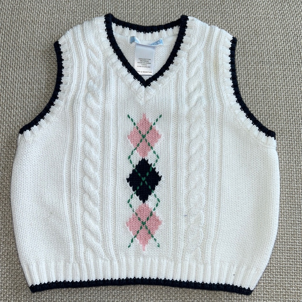 Janie & Jack Argyle Cable Sweater Vest 6-12 mos